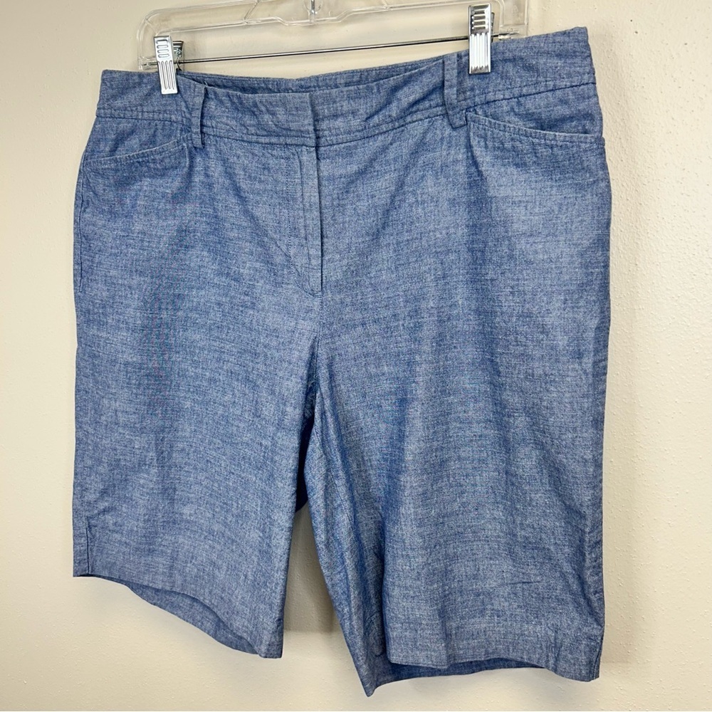 100% Cotton Blue Shorts Talbots Size 12 Preppy Travel Lightweight Summer Beach - Picture 4 of 12